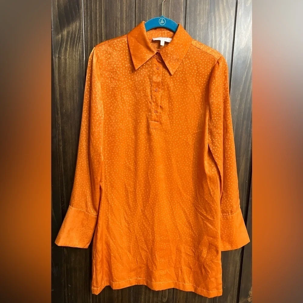 Wayf dress-Size: XS-Rusty Orange with buttons at the collar - Picture 4 of 14